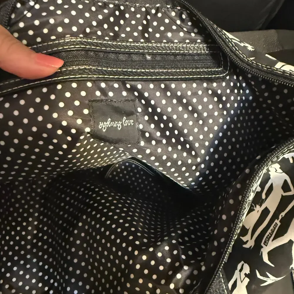 Vintage 2003 Sydney Love Travel Tote Black White Silhouette Weekender Bag